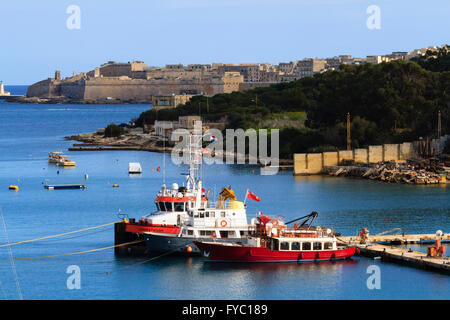 Boote in Sliema Creek, Valletta, Malta Stockfoto