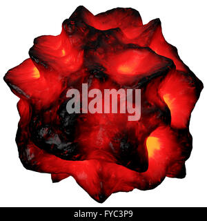 3D Darstellung der Lava Explosion auf weißem Hintergrund Stockfoto