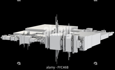 3D Abbildung des futuristischen moderner Stadtarchitektur Stockfoto