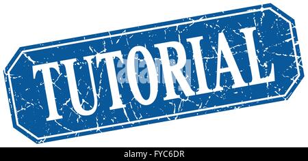 isolierte Zeichen Tutorial blaue Quadrat Vintage grunge Stock Vektor