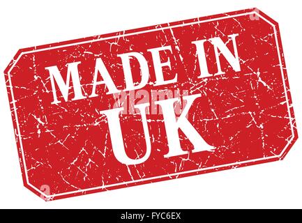 hergestellt in Großbritannien rote quadratische Grunge-Stempel Stock Vektor