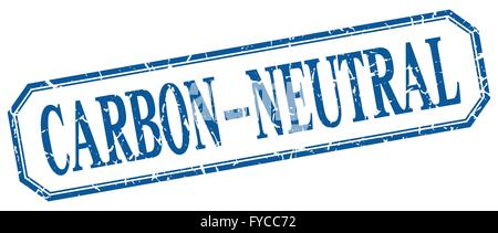 CO2-neutrale Quadrat blau Grunge Vintage isoliert label Stock Vektor