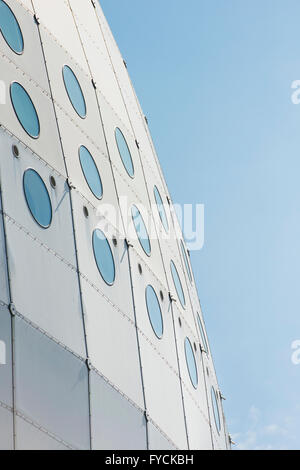 Detail des kugelförmigen Stockholm Globe Arena in Stockholm, Schweden Stockfoto