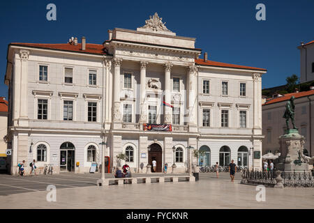 Rathaus in Istrien Tartini-Platz, Piran, Slowenien Stockfoto