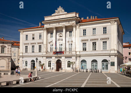 Rathaus in Istrien Tartini-Platz, Piran, Slowenien Stockfoto