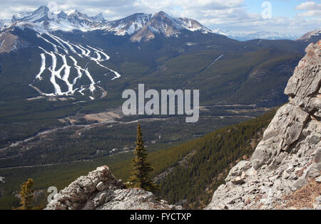 Blick auf Nakiska Ski-Hügel in Kananaskis Country (Alberta, Kanada) Stockfoto