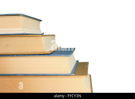 Stapel Bücher auf einem weißen Hintergrund isoliert Stockfoto