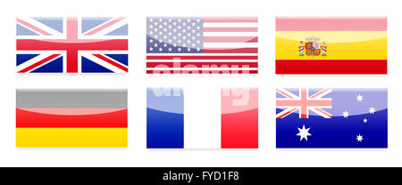 Land Flagge Buttons Stockfoto