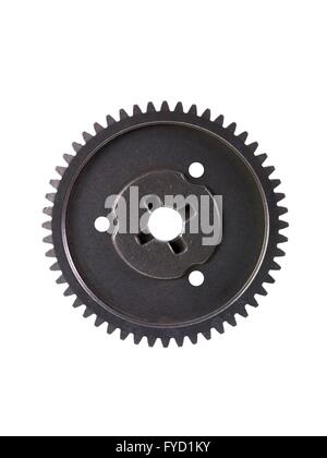 Metallgetriebe vor einem weißen Hintergrund isoliert Stockfoto