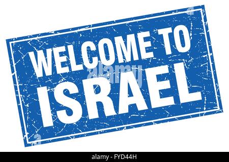 Israel blauen quadratischen Grunge Stempel willkommen Stock Vektor