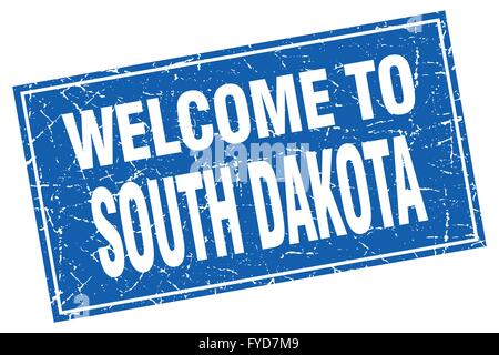 South Dakota blauen quadratischen Grunge willkommen Stempel Stock Vektor