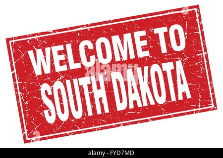 South Dakota Red Square Grunge Stempel willkommen Stock Vektor