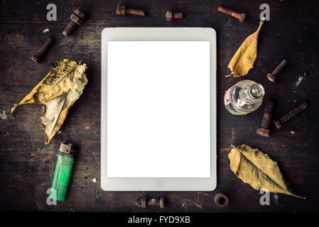 Weißer Bildschirm auf dem Tablettcomputer Stockfoto