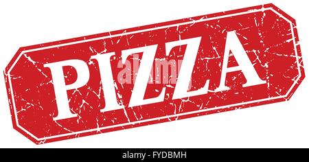 Pizza rotes Quadrat Vintage Grunge isolierte Zeichen Stock Vektor