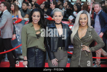 London, UK. 26. April 2016. Stooshe besuchen die Europäische Premiere von "Captain America: Bürgerkrieg" Westfield London. Bildnachweis: Ferdaus Shamim/ZUMA Draht/Alamy Live-Nachrichten Stockfoto