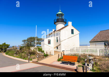 San Diego, Kalifornien am alten Loma Point Leuchtturm. Stockfoto
