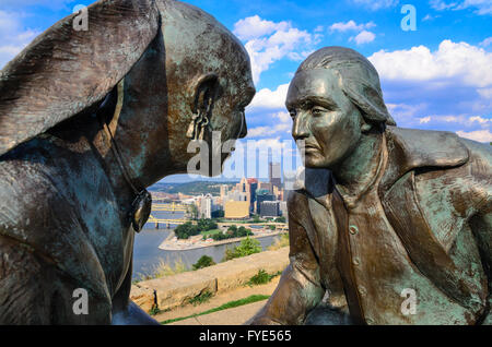 Die Sicht-Skulptur am Point Of View Park in Pittsburgh, Pennsylvania, USA. Stockfoto