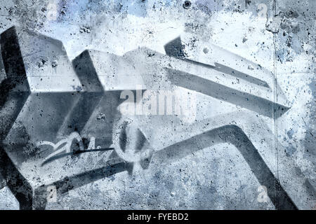 Über alte schmutzige Mauer, urban hip Hop Graffiti Hintergrund graue