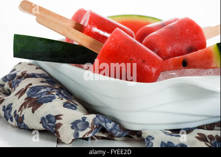 Wassermelone Eis am Stiel Stockfoto