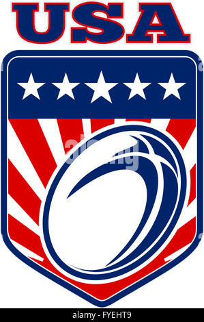 USA Rugby-Ball Sterne Streifen Schild Stockfoto