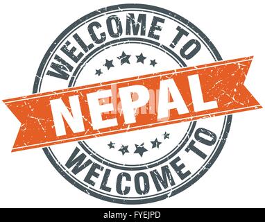 Willkommen Sie in Nepal orange Runde Band Stempel Stock Vektor