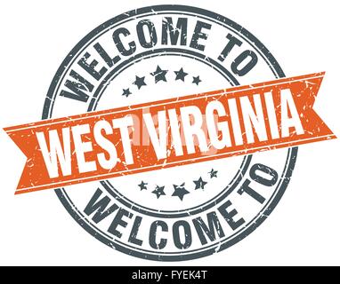 Willkommen Sie in West Virginia Orange Runde Band Stempel Stock Vektor