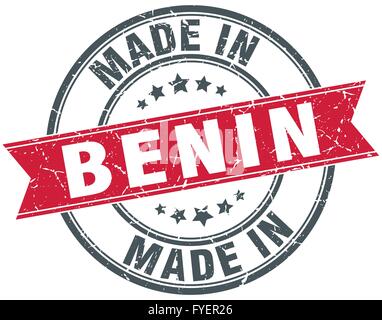 in Benin roten runden Vintage Stempel gemacht Stock Vektor