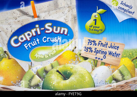 Capri-Sonne Apfel und Birne Fruit Crush trinken Stockfoto