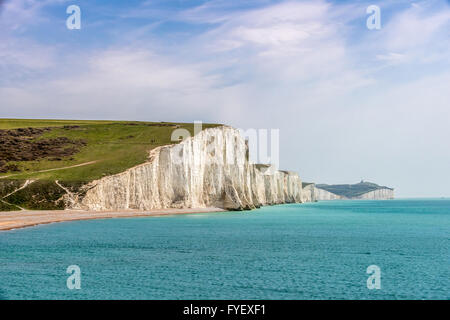 Die Seven Sisters Klippen im Cuckmere Haven, in der Nähe von Seaford, Ostsussex. Stockfoto