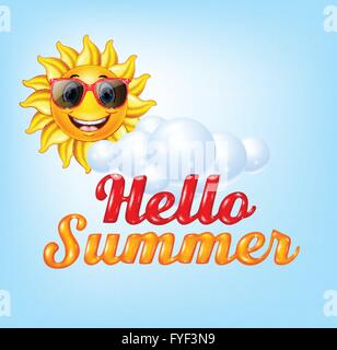 Sommer Hintergrund mit Cartoon-Sonne Stock Vektor
