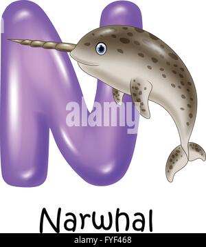 Illustration von N Brief für Narwal Stock Vektor