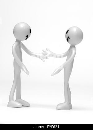 Business Handshake von zwei Zahlen. Konzeptionelle Stockfoto