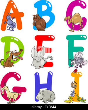 Cartoon-Alphabet mit Tieren Stockfoto