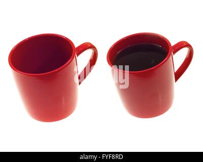 Kaffeetassen auf dem weißen Hintergrund isoliert Stockfoto