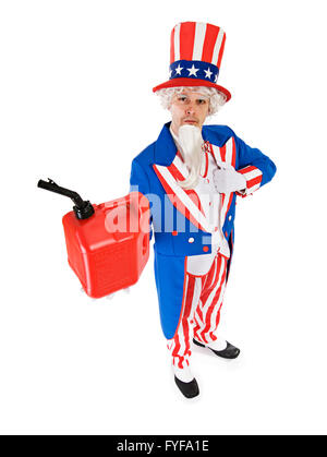 Serie mit Uncle Sam Charakter in verschiedenen Posen mit Requisiten. Stockfoto