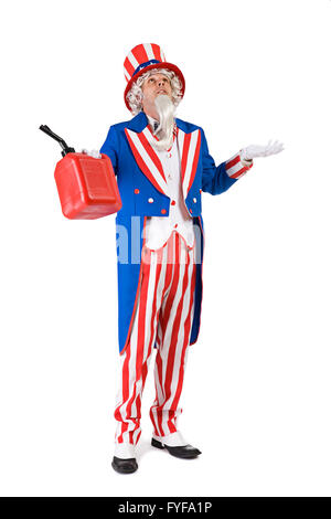 Serie mit Uncle Sam Charakter in verschiedenen Posen mit Requisiten. Stockfoto