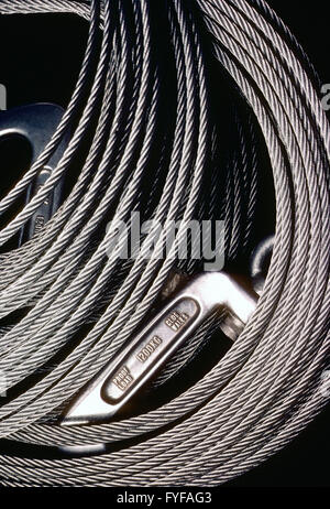 Coiled stainless steel wire cable Stockfoto