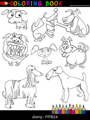 Cartoon Hunde Malbuch oder Seite Stockfoto