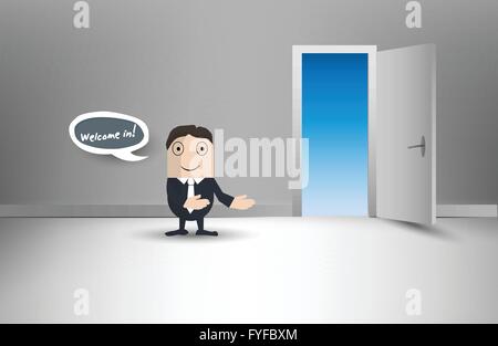 Mann-Begrüßung im Zimmer Stock Vektor