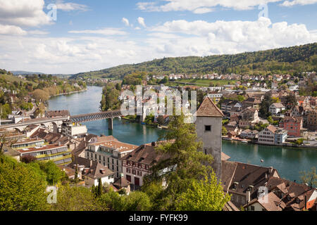 Blick von der Festung Munot über der Stadt Schaffhausen, Hochrhein, Kanton Schaffhausen, Schweiz Stockfoto