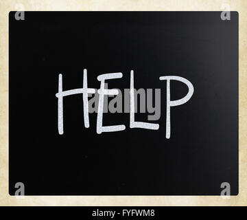 Text handschriftlich mit weißer Kreide auf einer Tafel Stockfoto