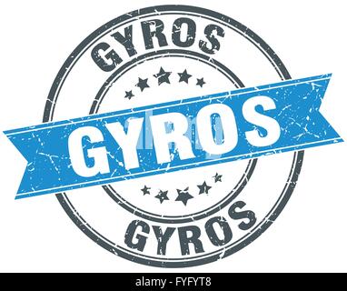 Gyros blaue Runde Grunge Vintage Band Stempel Stock Vektor