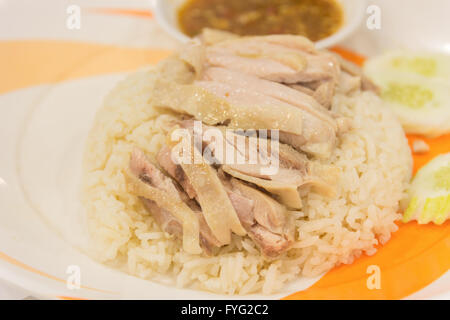 Reis mit Huhn gedünstet Stockfoto