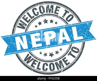 Willkommen Sie in Nepal blau Runde Vintage Stempel Stock Vektor