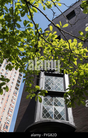 Bleiglasfenster in Sniffen Court, NYC, East 36th Street Stockfoto