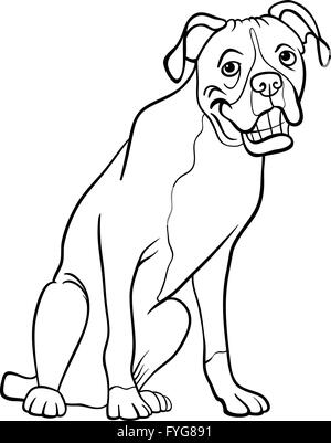 Boxer Hund Cartoon für Malbuch Stockfoto