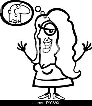 glückliche Frau denken Mann cartoon Stockfoto
