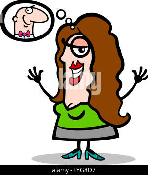 glückliche Frau denken Mann cartoon Stockfoto