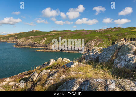 Küste bei Penllechwen in der Nähe von Carn Llidi Blick in Richtung Penberry Berg - Nord Pembrokeshire Stockfoto