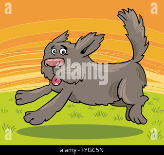 shaggy Dog Cartoon Illustration ausgeführt Stockfoto